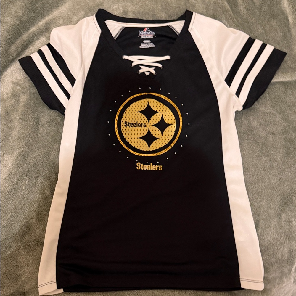 Majestic Black and White Steelers Kids Jersey